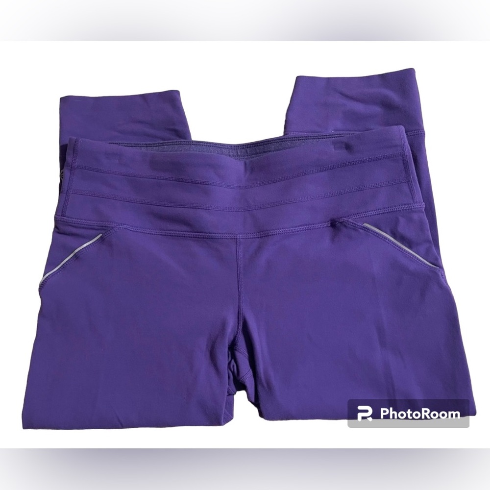 Athleta Velocity Leggings Purple Cropped Sz L Purple